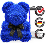 Blauer Rosenbär mit schwarzer Schleife - ROSEBEAR NADIR