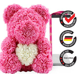 Pinker Rosenbär mit weißem Herz - ROSEBEAR NADIR