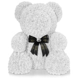 Weißer Rosenbär mit Schleife, 70 cm - ROSEBEAR NADIR