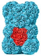 Blauer Rosenbär mit weißem Herz, 25 cm - ROSEBEAR NADIR