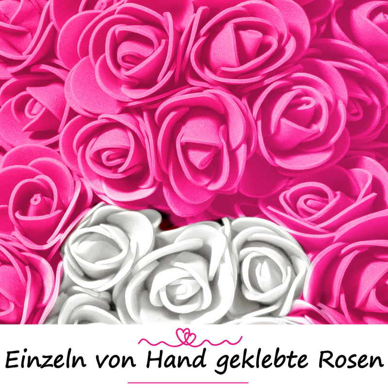 Rosa Rosenbär mit weißem Herz, 25 cm - ROSEBEAR NADIR