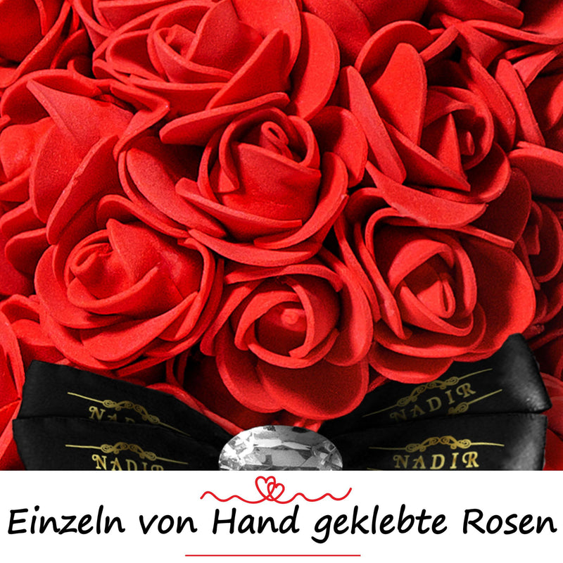Roter Rosenbär mit Schleife, 25 cm - ROSEBEAR NADIR