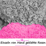 Grauer Rosenbär mit rosa Herz, 70 cm - ROSEBEAR NADIR
