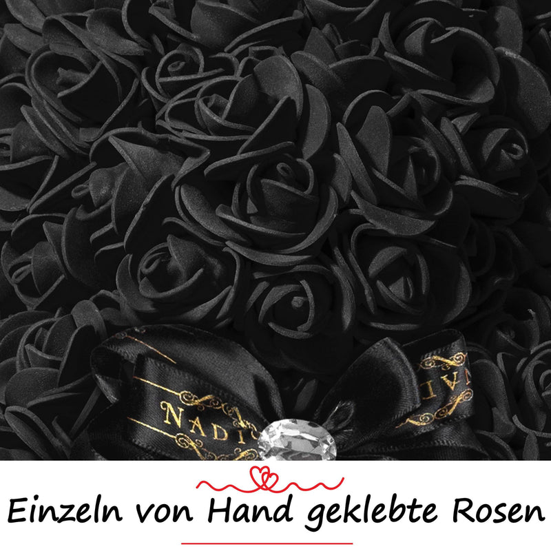 Schwarzer Rosenbär mit Schleife, 25 cm - ROSEBEAR NADIR