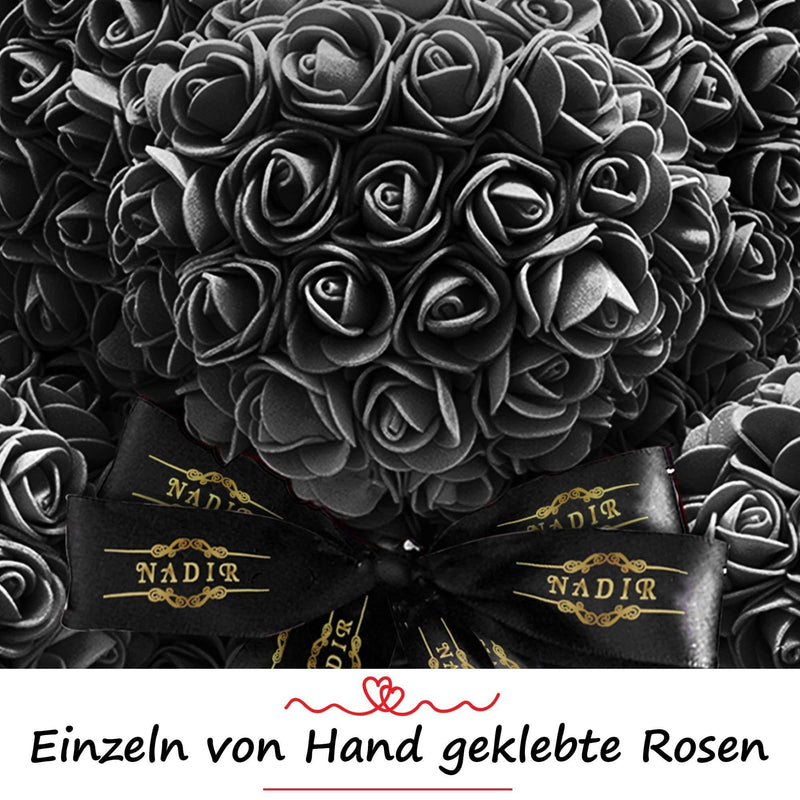 Schwarzer Rosenbär mit Schleife - ROSEBEAR NADIR