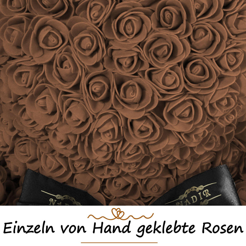 Brauner Rosenbär mit Schleife, 70 cm - ROSEBEAR NADIR