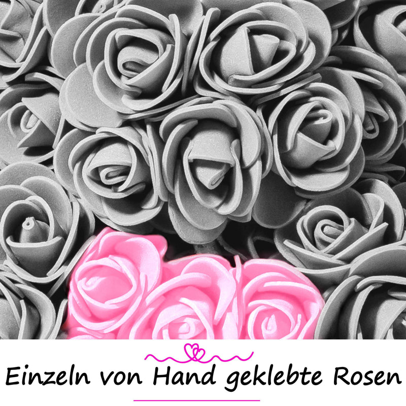Grauer Rosenbär mit rosa Herz, 25 cm - ROSEBEAR NADIR