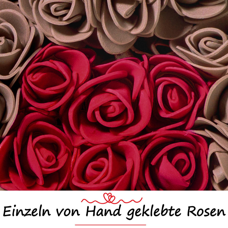 Brauner Rosenbär mit rotem Herz, 25 cm - ROSEBEAR NADIR