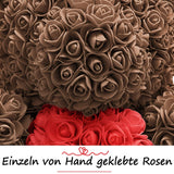 Brauner Rosenbär mit rotem Herz - ROSEBEAR NADIR